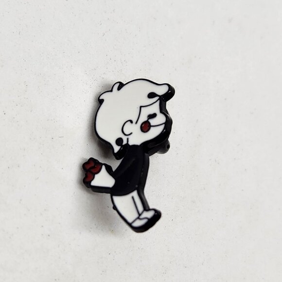 Boy Love Cute Flowers Metal Pin Black Tone Backing Lapel Backpack Hat Brooch - Picture 1 of 2